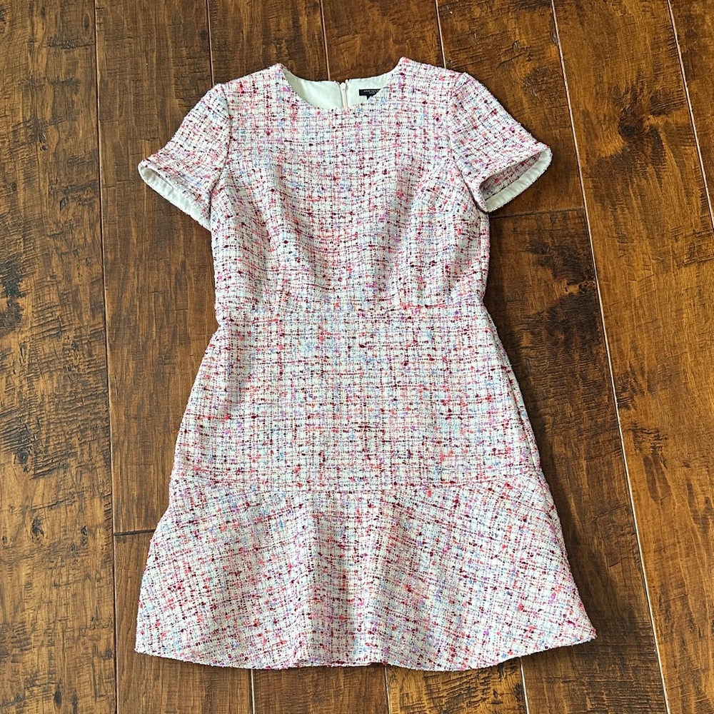 Ann Taylor Petite Multicolored Tweed Flounce Dress